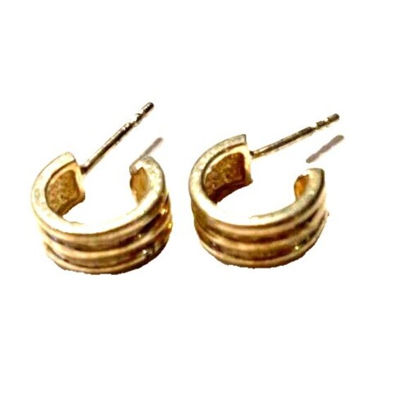 10k gold plate over 925 silver hoop earrings - Picture 3 of 8